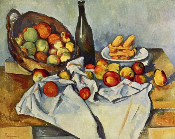 Painting titled "The Basket of Apples" by Paul Cézanne, Original Artwork, Oil