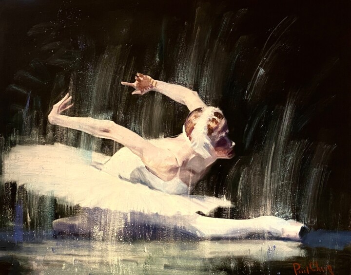 "Swan Lake Ballet Da…" başlıklı Tablo Paul Cheng tarafından, Orijinal sanat, Petrol Ahşap Sedye çerçevesi üzerine monte edil…