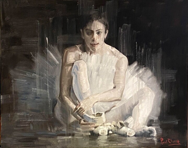 Painting titled "Young Dancer N0.20" by Paul Cheng, Original Artwork, Oil Mounted on Wood Stretcher frame