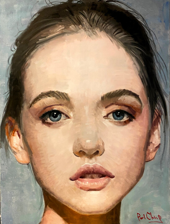 Painting titled "Untitled Portrait N…" by Paul Cheng, Original Artwork, Oil Mounted on Wood Stretcher frame