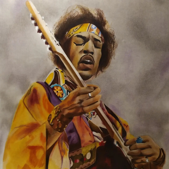 Drawing titled "Jimi Hendrix Experi…" by Paul Clair, Original Artwork, Pastel