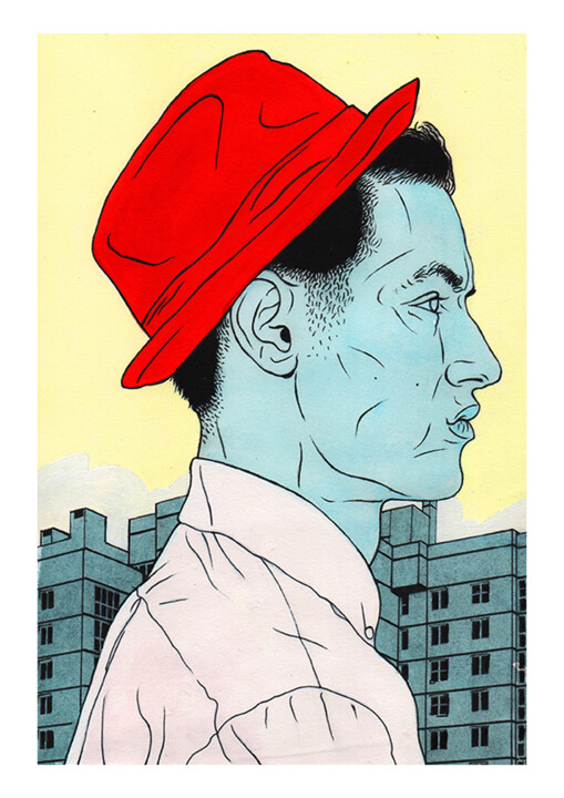 제목이 "Red Hat (Black Line…"인 미술작품 Paul Clarke Dickinson로, 원작, 아크릴