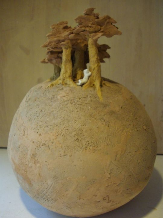 Sculpture titled "aupres-de-mon-arbre…" by Paul Crochat, Original Artwork, Terra cotta