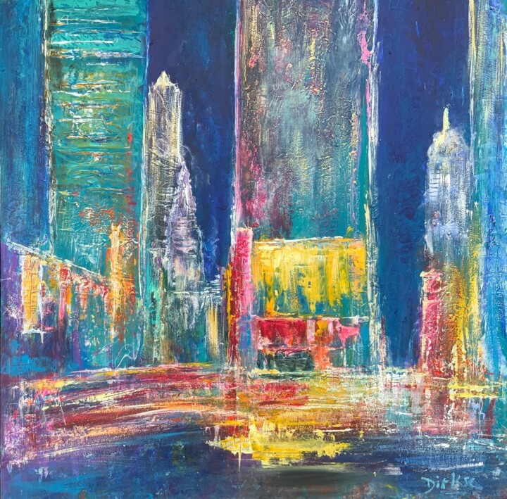 Pittura intitolato "Downtown" da Paul Dirkse, Opera d'arte originale, Acrilico