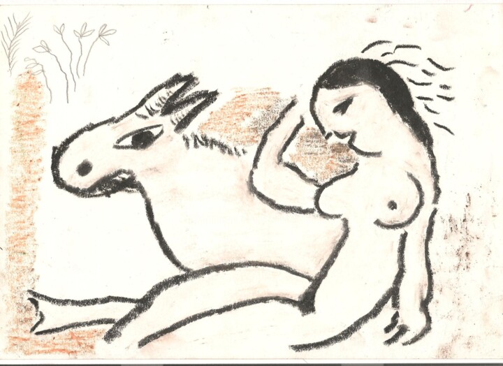 Tekening getiteld "Chagall 18" door Paul-Éric Langevin, Origineel Kunstwerk, Pastel