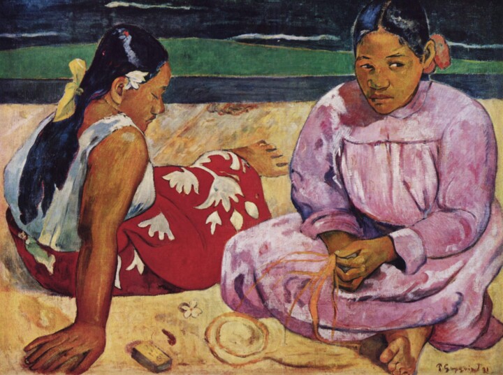 Painting titled "Tahitian Women on t…" by Paul Gauguin, Original Artwork, Oil