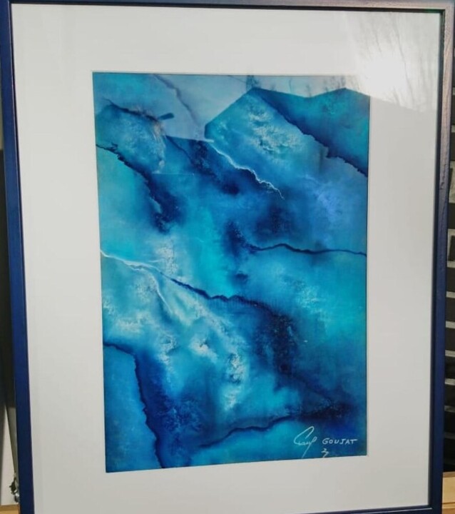 Peinture intitulée "Marbre bleu" par Paul Goujat, Œuvre d'art originale, Accessoires
