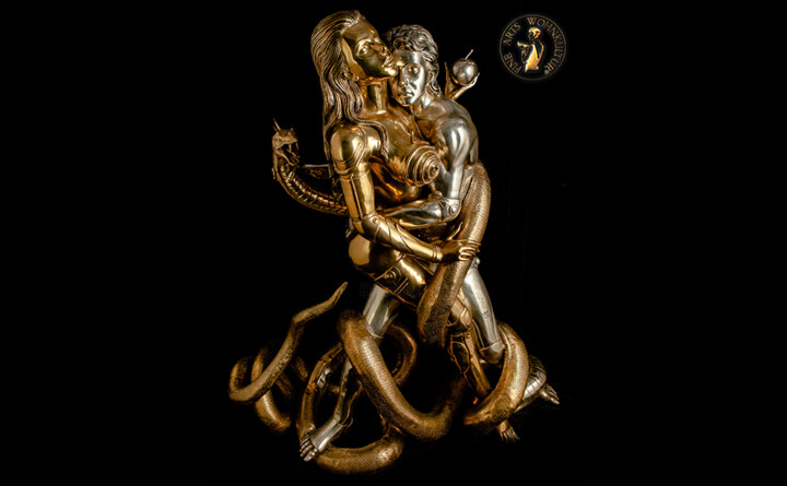 Skulptur mit dem Titel "Adam & Eve Riesige…" von Paul John Ballard, Original-Kunstwerk, Bronze