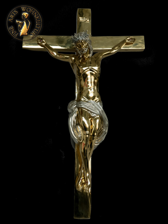 Sculpture titled "Jesus am Kreuz" by Paul John Ballard, Original Artwork, Bronze