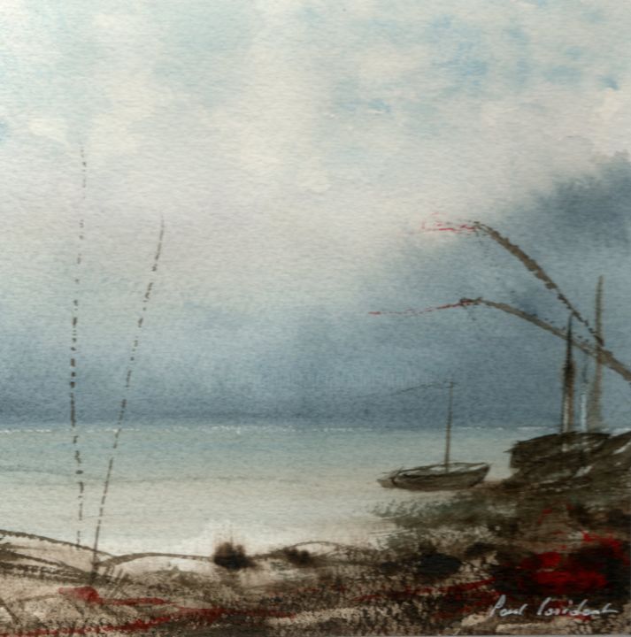 Painting titled "Rives et Rivages lé…" by Paul Loridant, Original Artwork, Watercolor