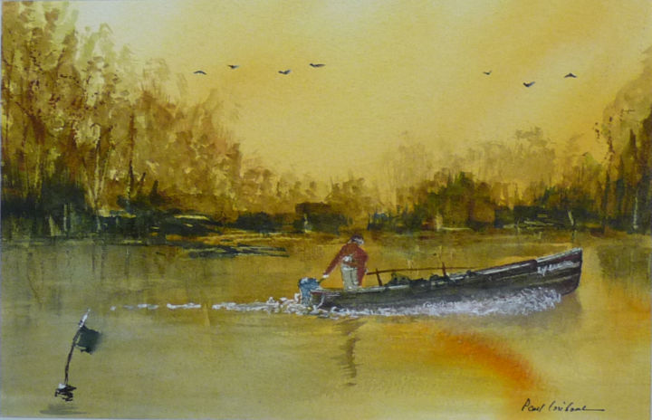 Painting titled "Pêcheur  profession…" by Paul Loridant, Original Artwork, Watercolor