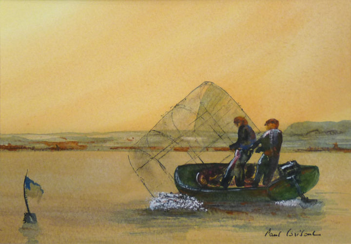 Peinture intitulée "Pêcheur  profession…" par Paul Loridant, Œuvre d'art originale, Aquarelle
