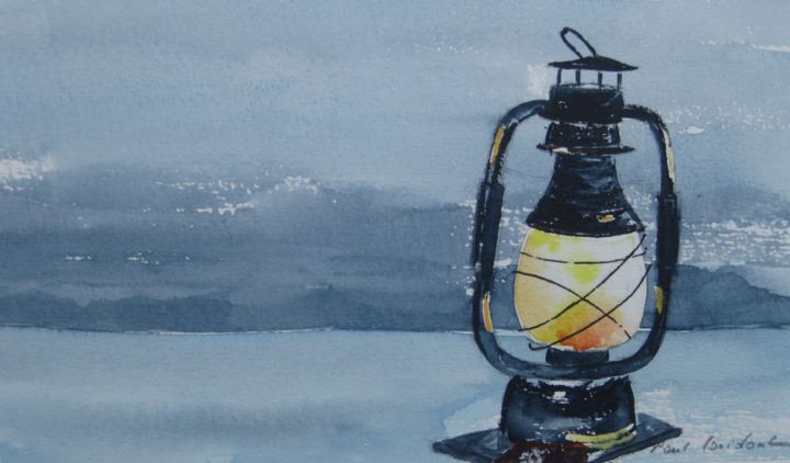 Peinture intitulée "Lampe à pétrole de…" par Paul Loridant, Œuvre d'art originale, Aquarelle