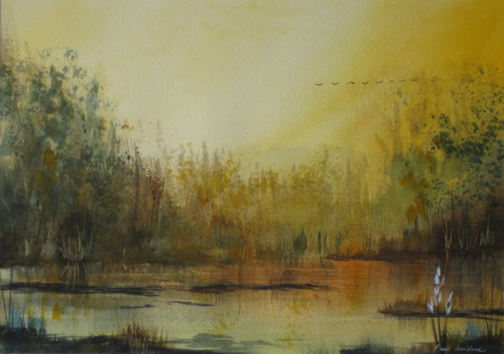 Schilderij getiteld "Rives et Rivages lé…" door Paul Loridant, Origineel Kunstwerk, Aquarel