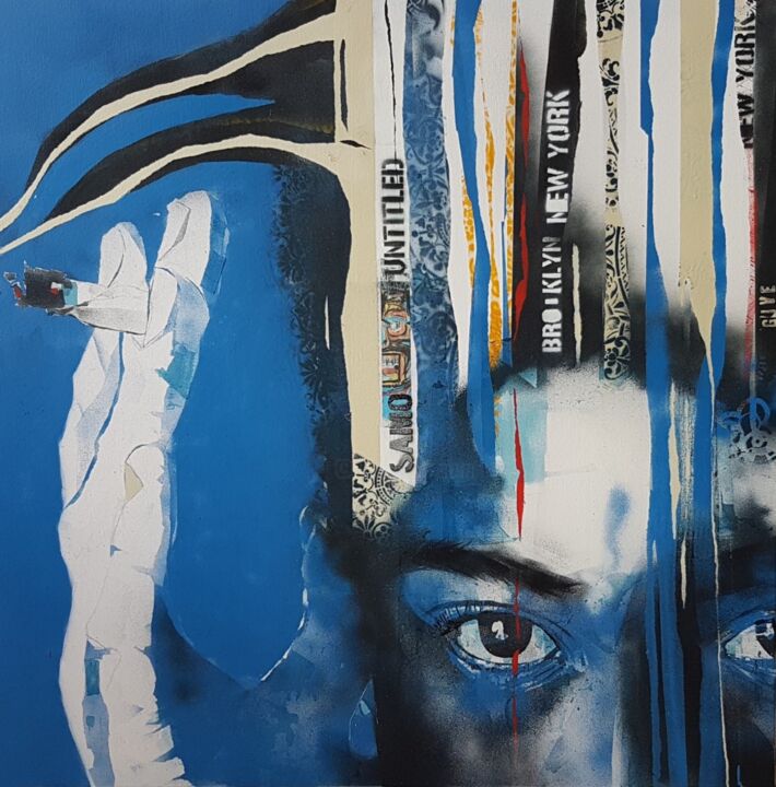 Painting titled "Jean - Michel Basqu…" by Paul Lovering, Original Artwork, Acrylic Mounted on Wood Stretcher frame