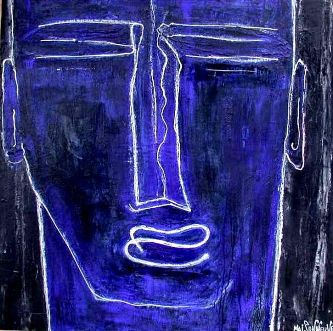 Peinture intitulée "Penseur bleu/noir" par Paul Maisonneuve, Œuvre d'art originale