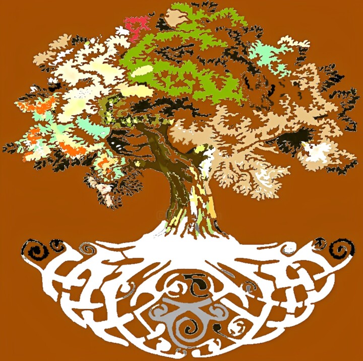 Digital Arts titled "Tree of Life Origin…" by Paul Manwaring, Original Artwork, Digital Painting