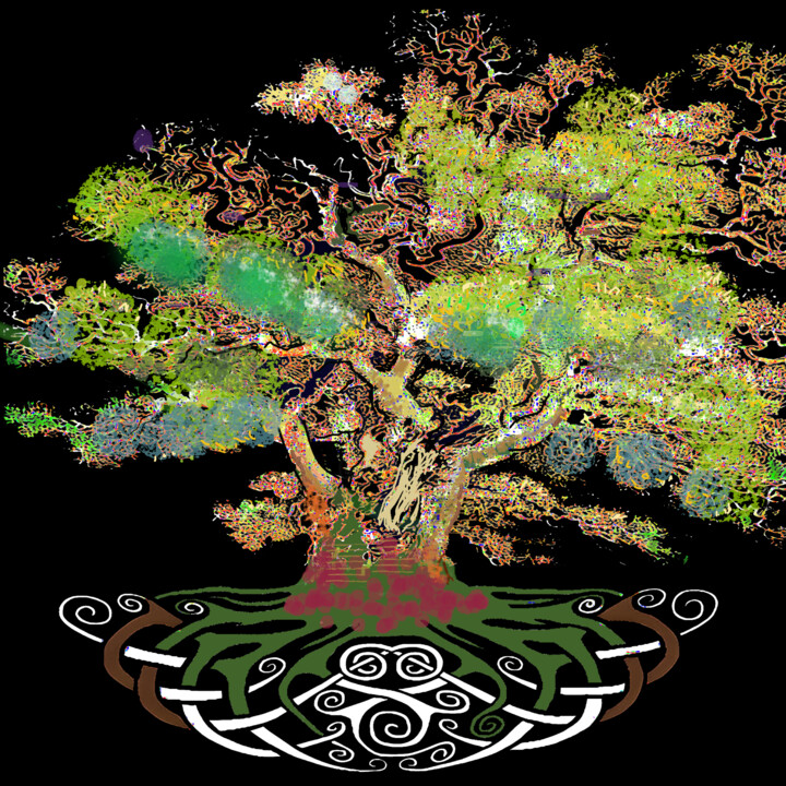 Artes digitais intitulada "New Tree of Life" por Paul Manwaring, Obras de arte originais, Pintura digital