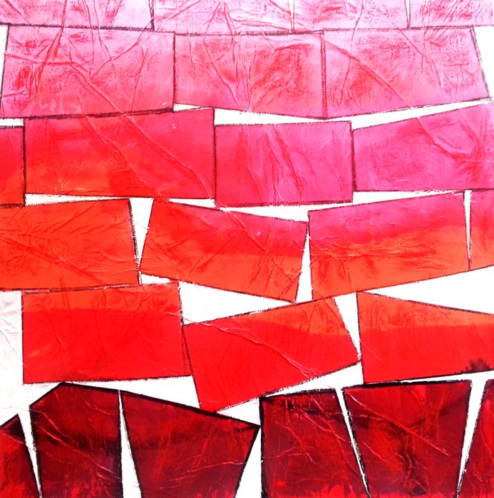 Painting titled "red-tiles" by Paul Maz, Original Artwork, Oil