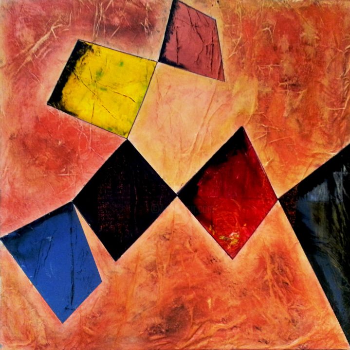Pittura intitolato "open pentagon." da Paul Maz, Opera d'arte originale, Olio