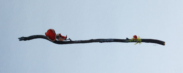 Dessin intitulée "Crête de coq" par Paul Natter, Œuvre d'art originale, Aquarelle