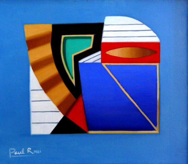 Painting titled "Construction Abstra…" by Paul Rossi, Original Artwork, Oil