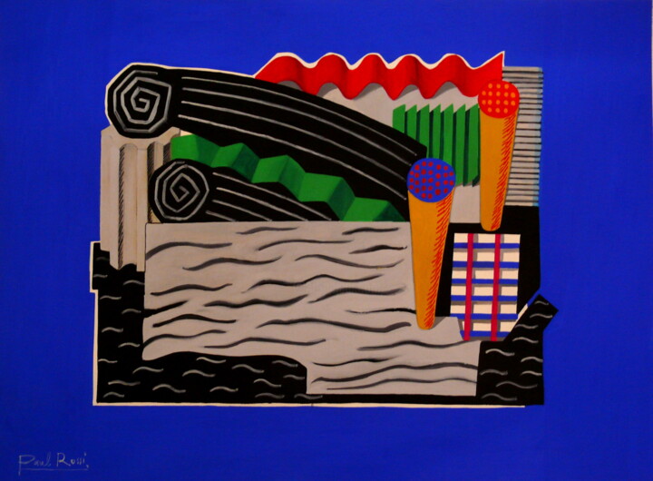 Painting titled "Construction Abstra…" by Paul Rossi, Original Artwork, Gouache