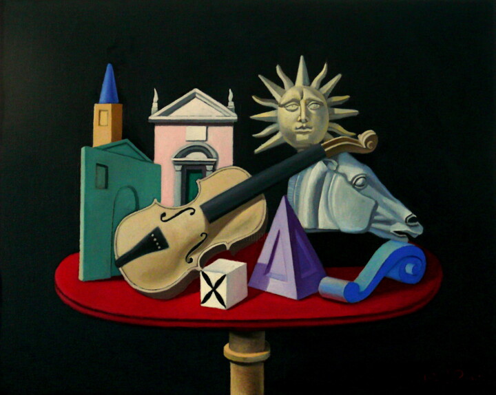 Painting titled "The Poet's Table" by Paul Rossi, Original Artwork, Oil