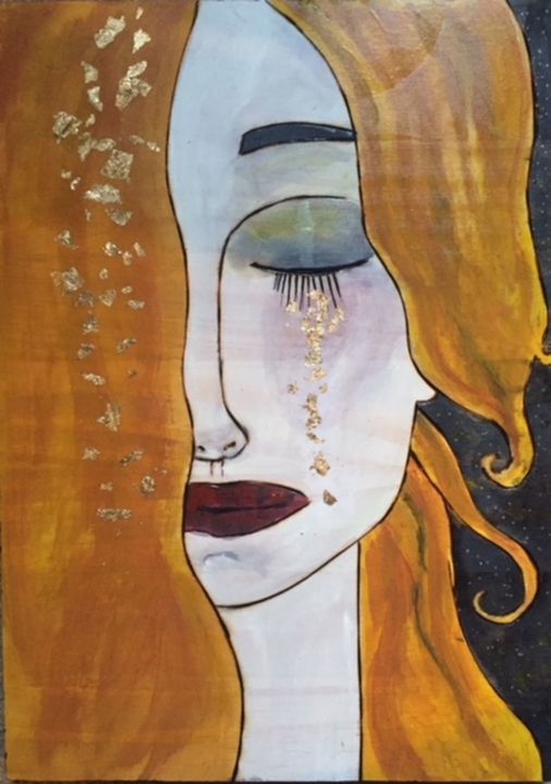 Pittura intitolato "My Klimt girl" da Paul Simon Hughes, Opera d'arte originale
