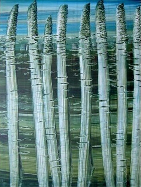 Painting titled "AQUATIQUE 1" by Paul Sarrassat, Original Artwork, Oil