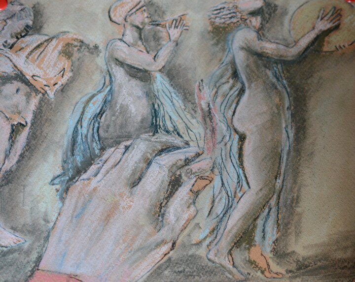 Dibujo titulada "Greek frieze" por Paul Scott, Obra de arte original, Pastel