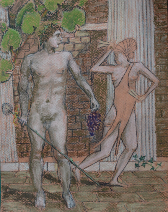 Dessin intitulée "Bacchus / Dionysos…" par Paul Scott, Œuvre d'art originale, Pastel