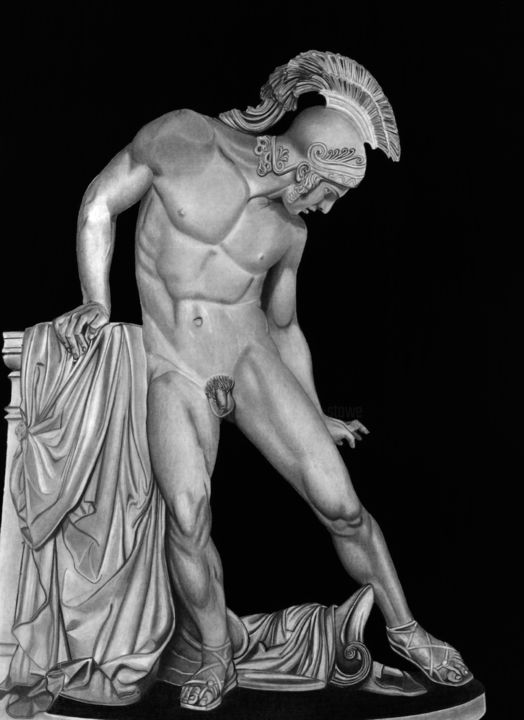 Σχέδιο με τίτλο "Achilles" από Paul Stowe, Αυθεντικά έργα τέχνης, Γραφίτης