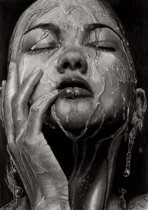 Drawing titled "Wet #15" by Paul Stowe, Original Artwork, Graphite