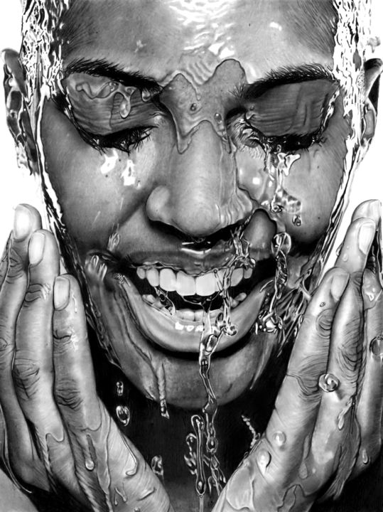 Drawing titled "Splash Happy" by Paul Stowe, Original Artwork, Graphite