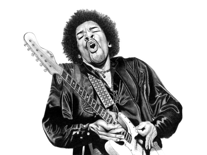 Rysunek zatytułowany „Jimi” autorstwa Paul Stowe, Oryginalna praca, Grafit