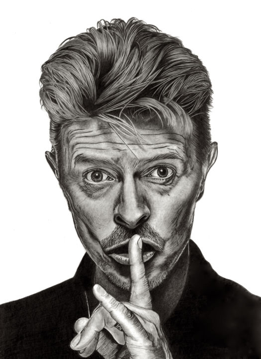 Dessin intitulée "DAVID ZIGGY STARMAN…" par Paul Stowe, Œuvre d'art originale, Graphite