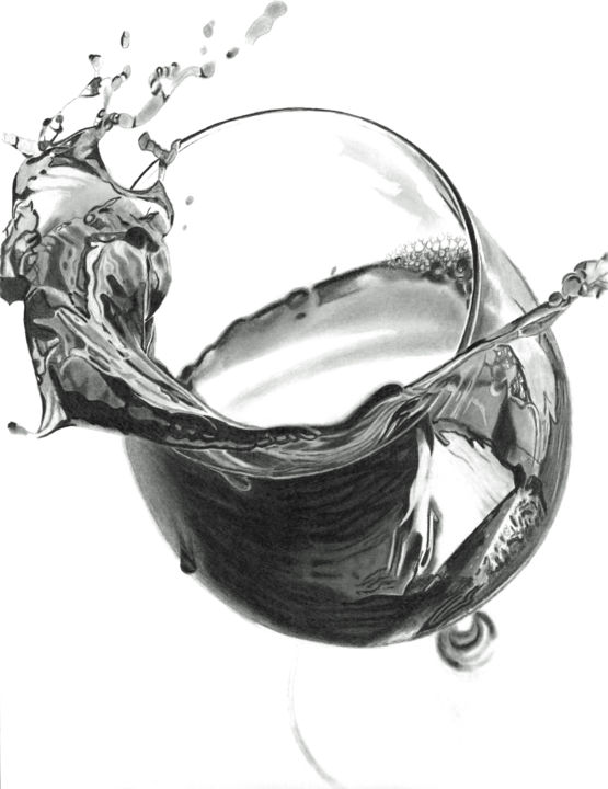 Drawing titled "Red Wine Splash" by Paul Stowe, Original Artwork, Graphite