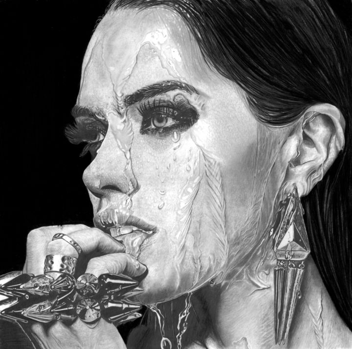 Dessin intitulée "Wet X" par Paul Stowe, Œuvre d'art originale, Graphite