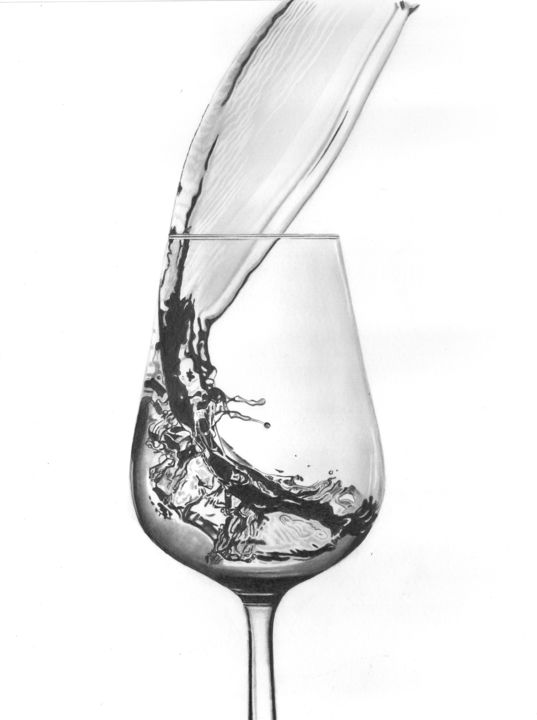Drawing titled "Wine Pour II" by Paul Stowe, Original Artwork, Graphite