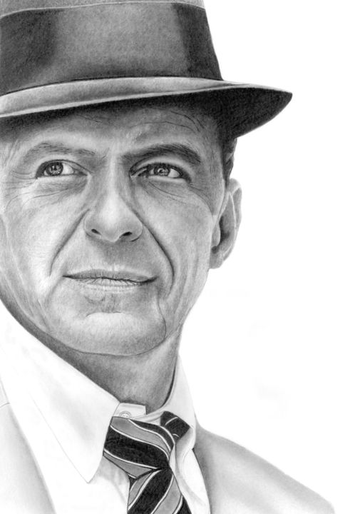 Dibujo titulada "Frank Sinatra" por Paul Stowe, Obra de arte original, Grafito