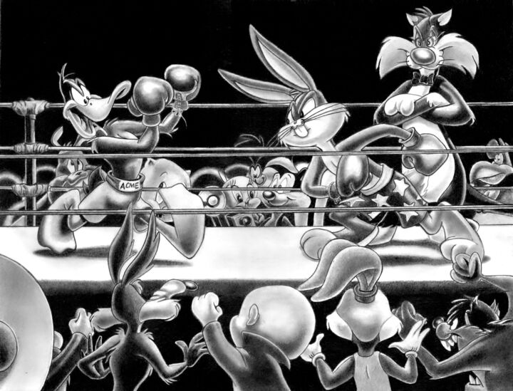 Dessin intitulée "Looney Tunes #1" par Paul Stowe, Œuvre d'art originale, Graphite