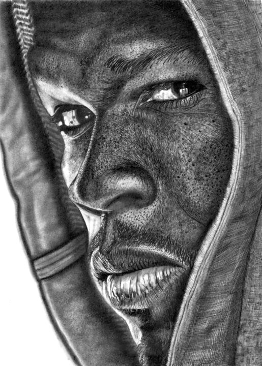 Drawing titled "50 Cent" by Paul Stowe, Original Artwork, Graphite