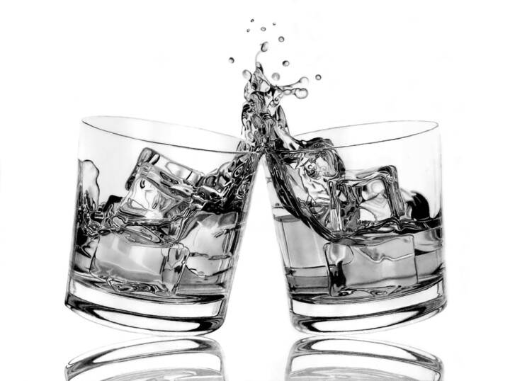 Disegno intitolato "Whisky Splash 2022" da Paul Stowe, Opera d'arte originale, Matita
