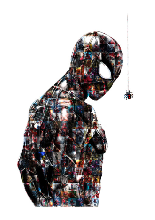 Digital Arts titled "Spiderman Mosaic" by Paul Stowe, Original Artwork, Photo Montage
