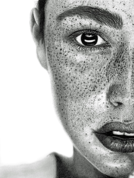 Drawing titled "Freckles" by Paul Stowe, Original Artwork, Pencil