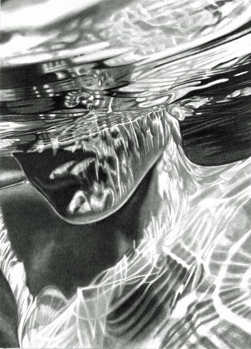 Tekening getiteld "Submerged #2 2023" door Paul Stowe, Origineel Kunstwerk, Grafiet