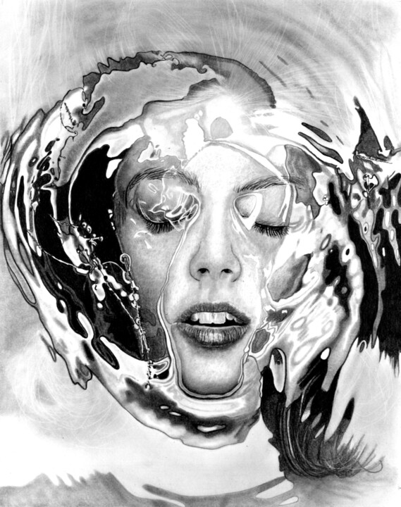 Drawing titled "Submerged 2023 #3" by Paul Stowe, Original Artwork, Pencil