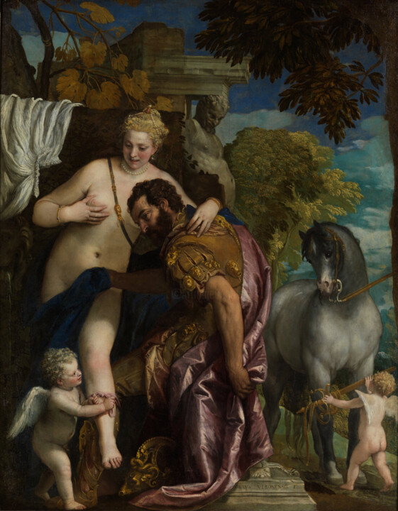 Painting titled "Vénus et Mars" by Paul Véronèse, Original Artwork, Oil