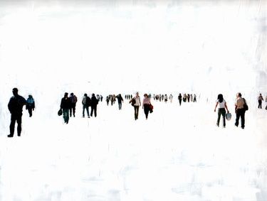 Collagen mit dem Titel "People" von Paul Vinet, Original-Kunstwerk